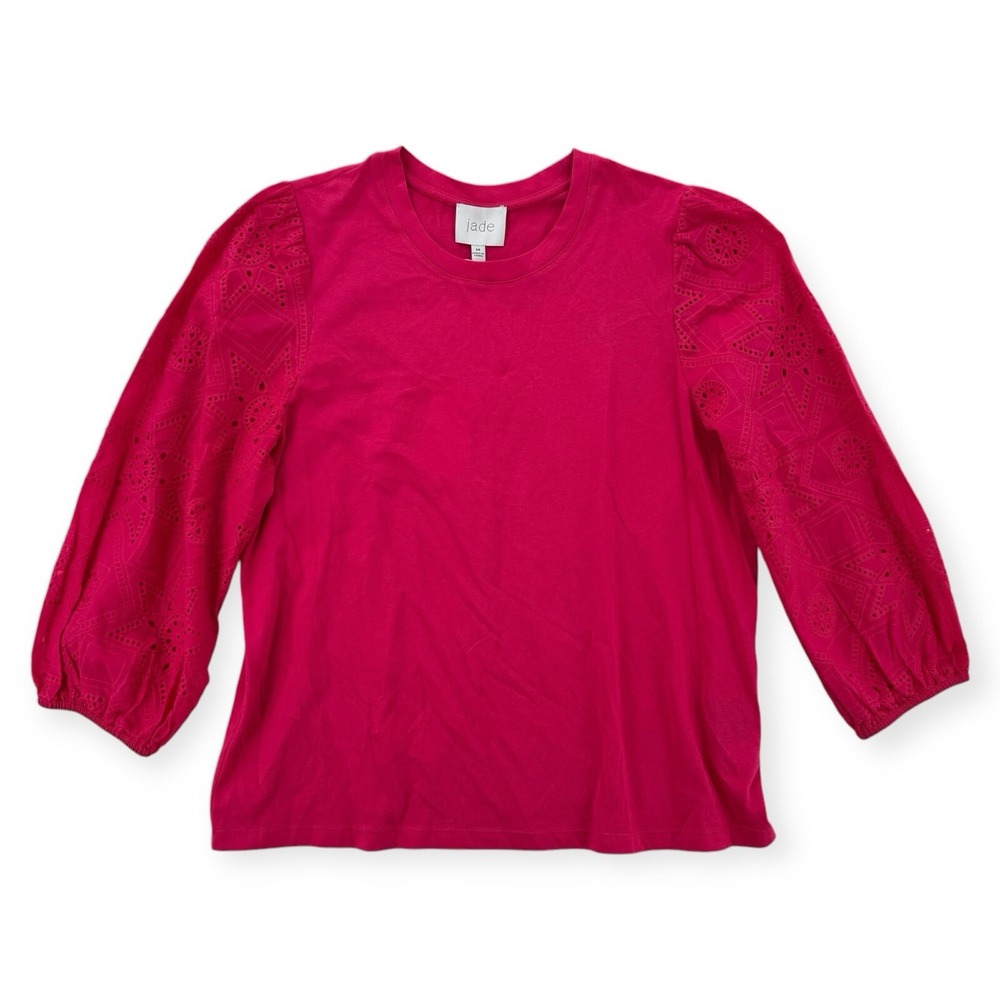 Johnny Was Jade Nora Easy Tee Womens Medium Puff‎ Eyelet Sleeve Boho L16624 NWT